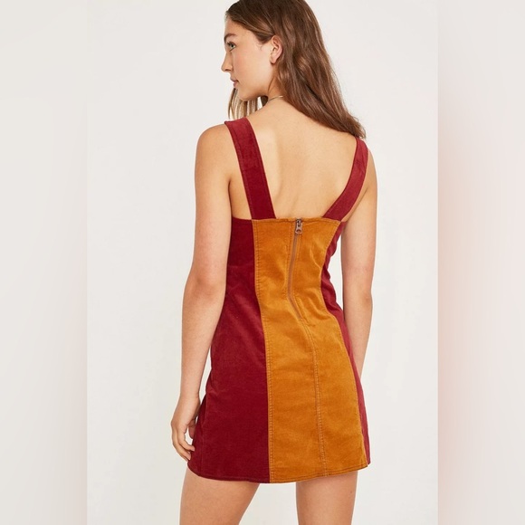 BDG Taylor Uncut Corduroy Colorblock Dress Sz M Mini Bodycon - Picture 2 of 11